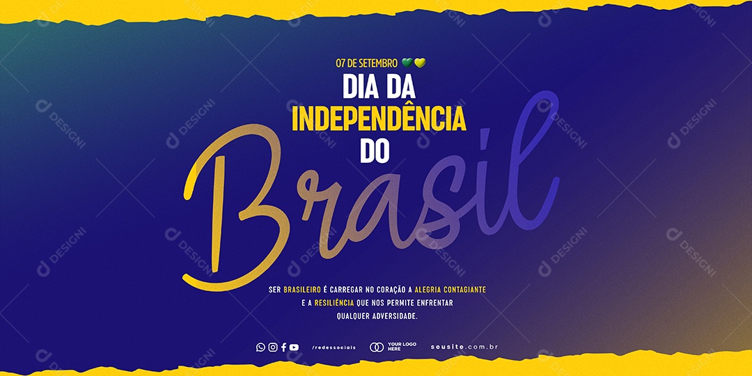 Dia da Independência do Brasil 7 de Setembro Verde Banner Social Media PSD Editável