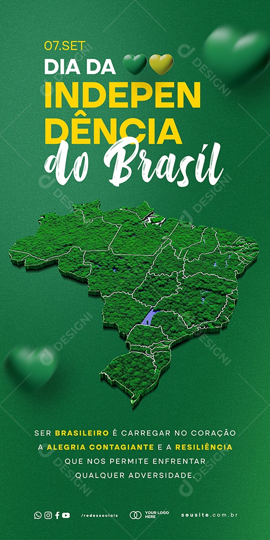 Dia da Independência do Brasil 7 de Setembro Verde Story Social Media PSD Editável