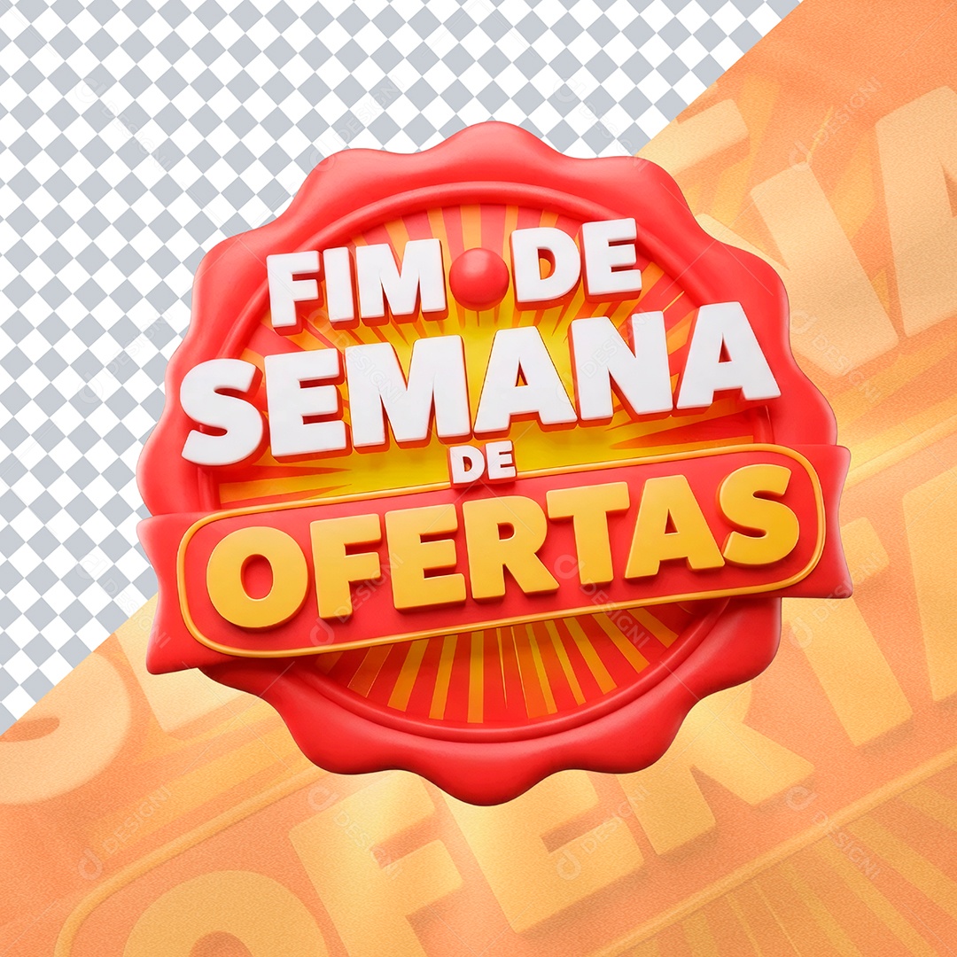 Selo 3D Fim de Semana de Ofertas PSD