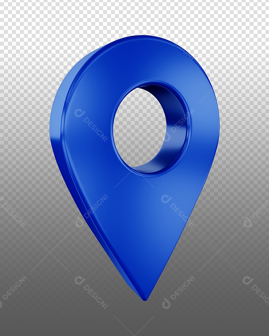 Elemento 3D Ícone de Localização Azul para Composição PSD