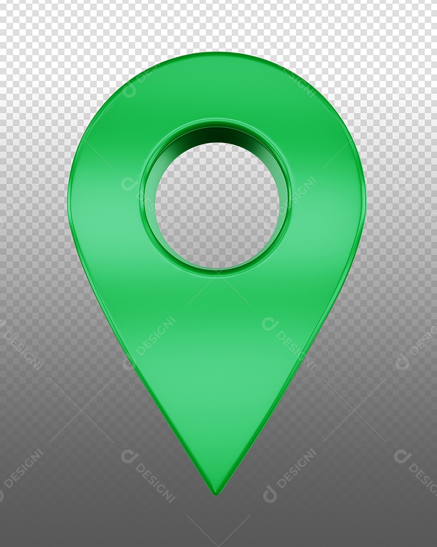 Elemento 3D Ícone de Localização Verde para Composição PSD