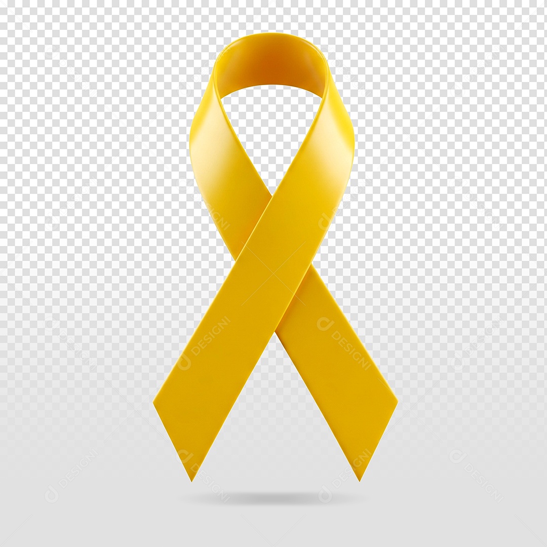 Elemento 3D Laço Amarelo Setembro Amarelo Mês de Prevenção ao Suicídio para Composição PSD