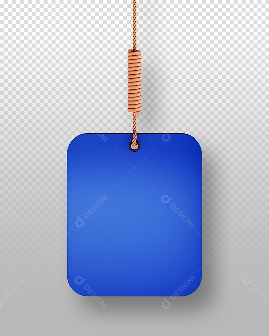Elemento 3D Plaqueta Azul para Composição PSD
