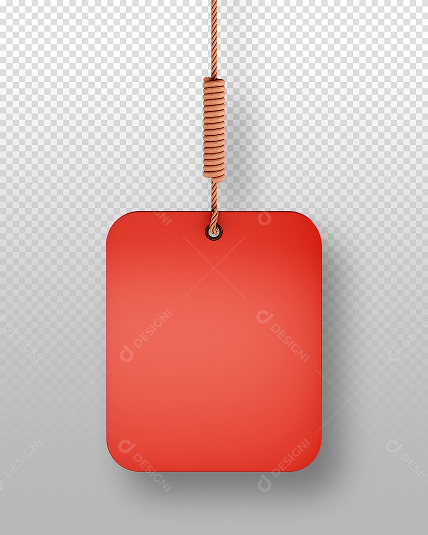 Elemento 3D Etiqueta Vermelha para Composição PSD