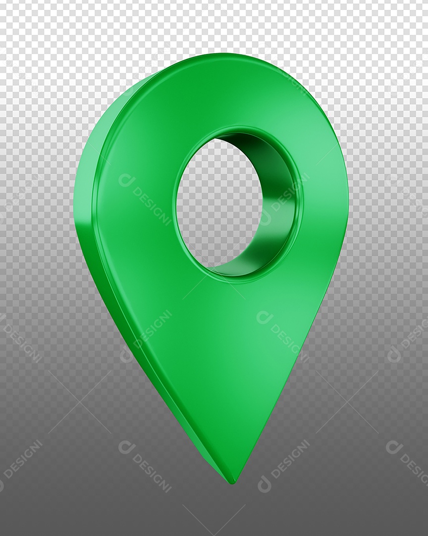 Elemento 3D Verde Ícone de Localização para Composição PSD