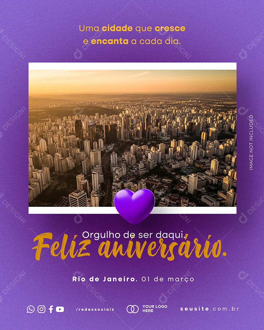 Parabéns Cidade Roxo Social Media PSD Editável