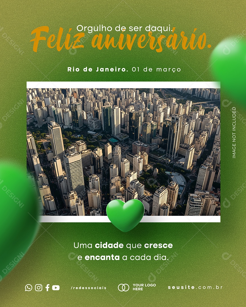 Parabéns Cidade Verde Social Media PSD Editável