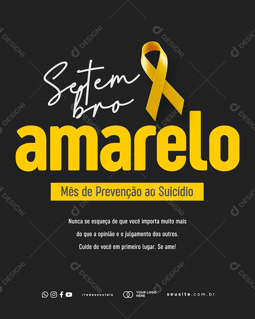 Setembro Amarelo Mês de Prevenção ao Suicídio Social Media PSD Editável