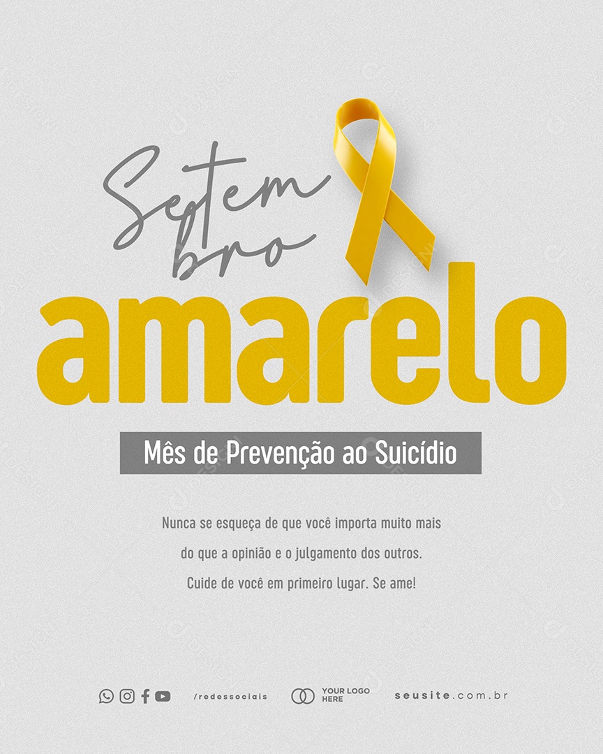 Setembro Amarelo Mês de Prevenção ao Suicídio Social Media PSD Editável
