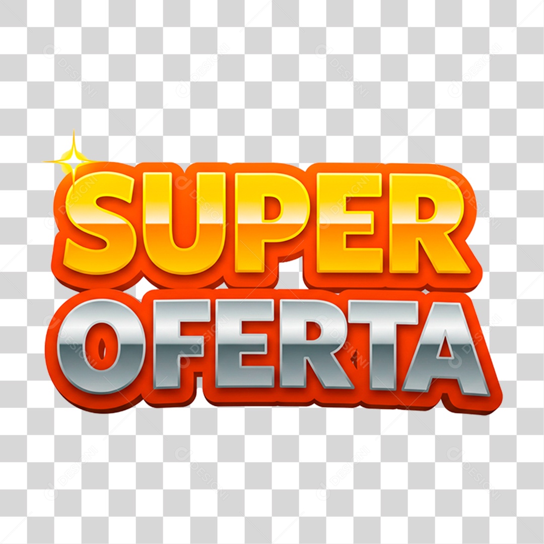 Selo 3D Super Oferta para Composição PNG Transparente