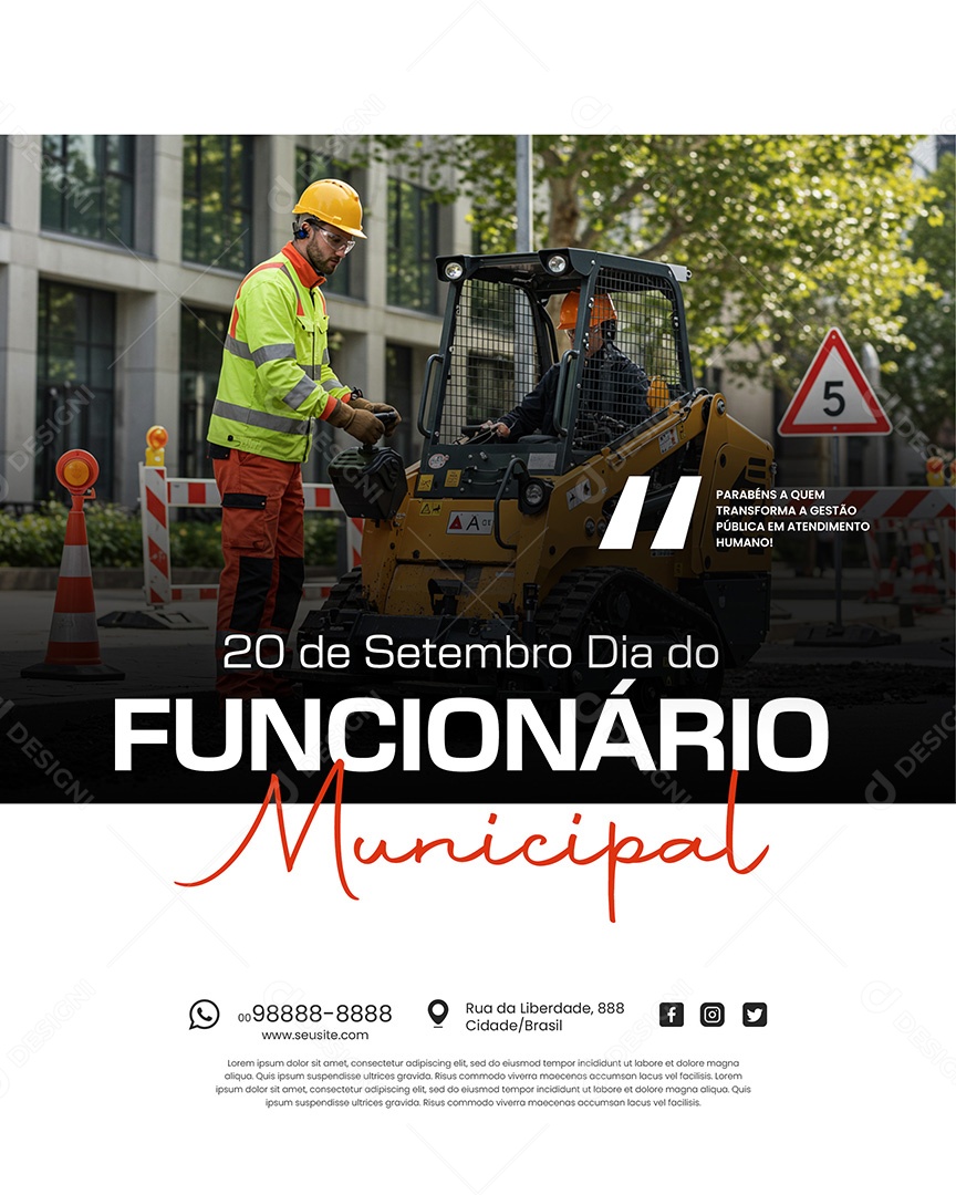 Dia do Funcionário Municipal 20 de Setembro Social Media PSD Editável
