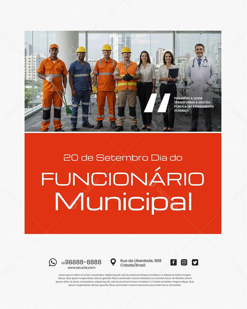 Dia do Funcionário Municipal 20 de Setembro Social Media PSD Editável