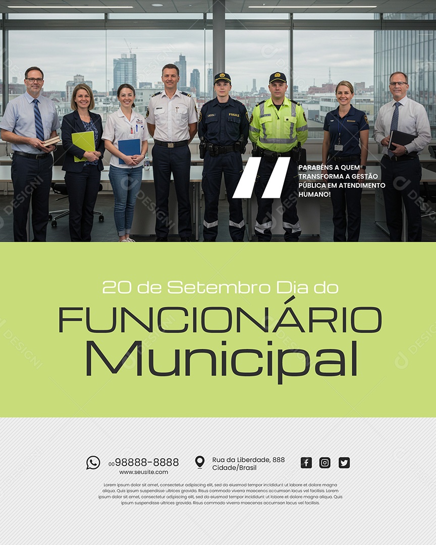 Dia do Funcionário Municipal 20 de Setembro Social Media PSD Editável