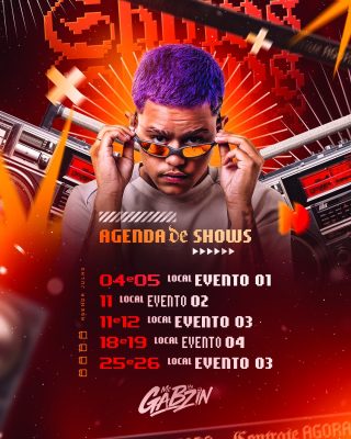 Agenda de Shows Mc Gabzin Julho Design PSD Editável