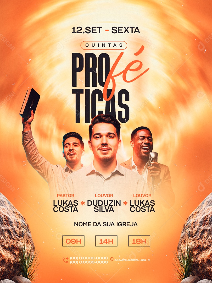 Flyer Gospel Quintas Proféticas Social Media PSD Editável