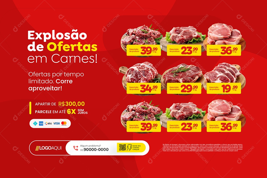 Banner Açougue Explosão deOfertas em Carnes Social Media PSD Editável