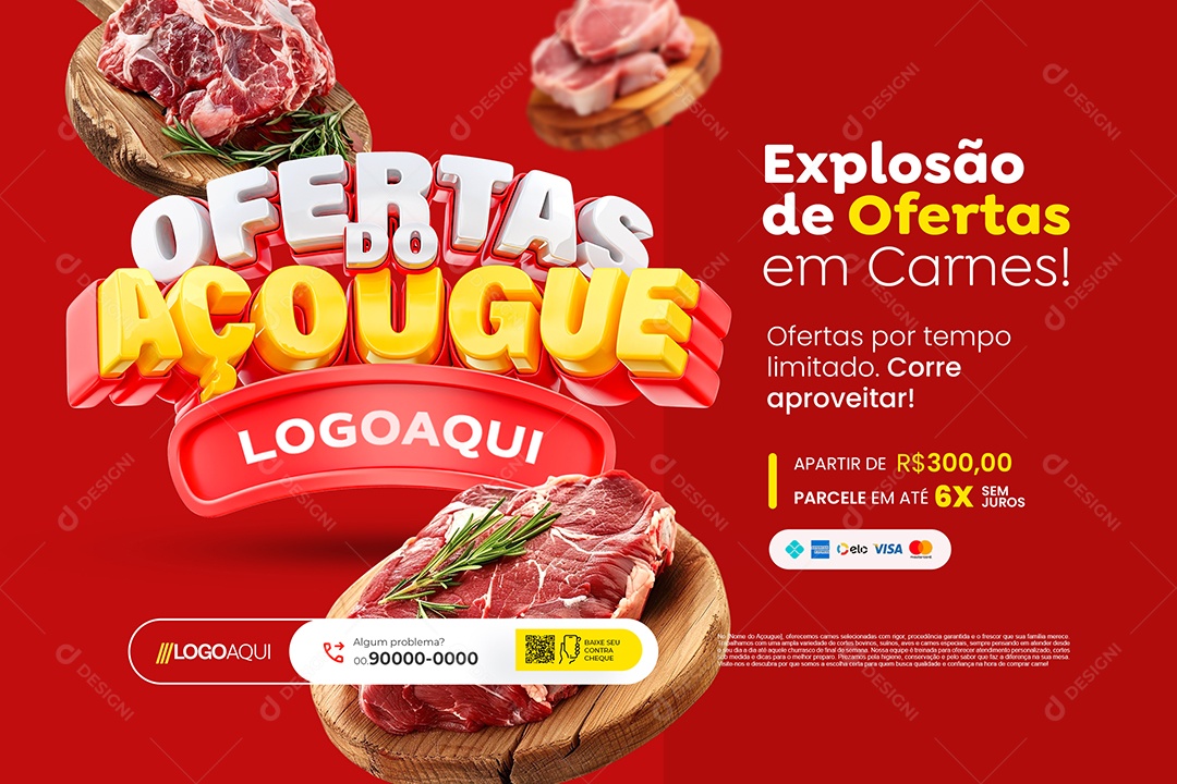 Banner Ofertas do Açougue Carnes Social Media PSD Editável