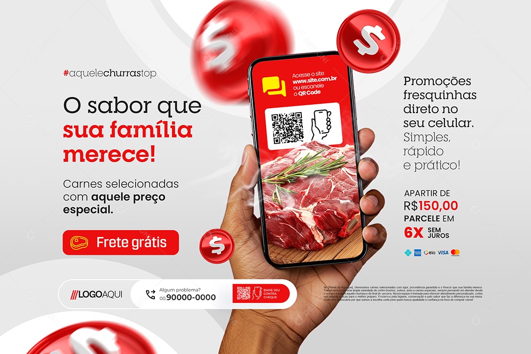 Banner Açougue O Sabor Que Sua Família Merece Social Media PSD Editável