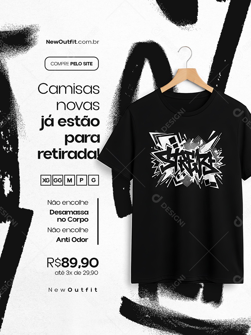 Camisetaria Camisas Novas Já Estão para Retirada Social Media PSD Editável
