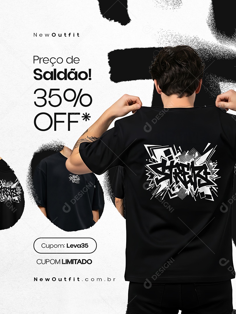 Camisetaria Preço de Saldão 35% Off Social Media PSD Editável
