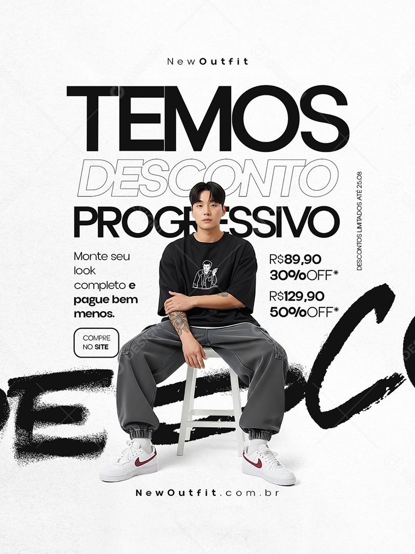 Camisetaria Temos Descontos Progressivo Social Media PSD Editável