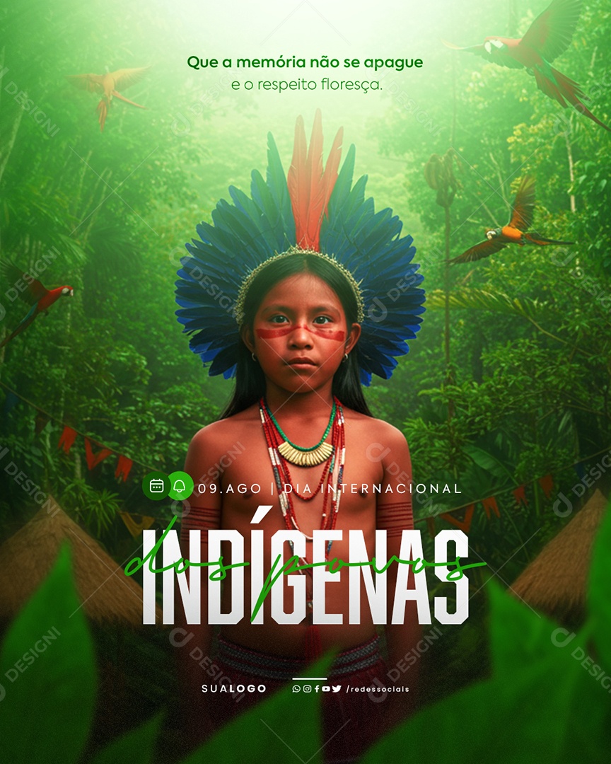 Dia Internacional dos Povos Indígenas 9 de Agosto Social Media PSD Editável