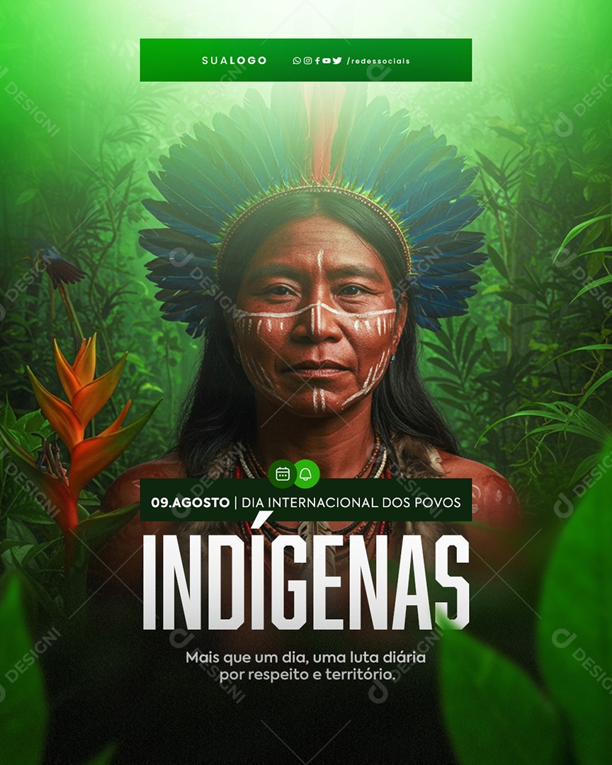 Dia Internacional dos Povos Indígenas 9 de Agosto Social Media PSD Editável