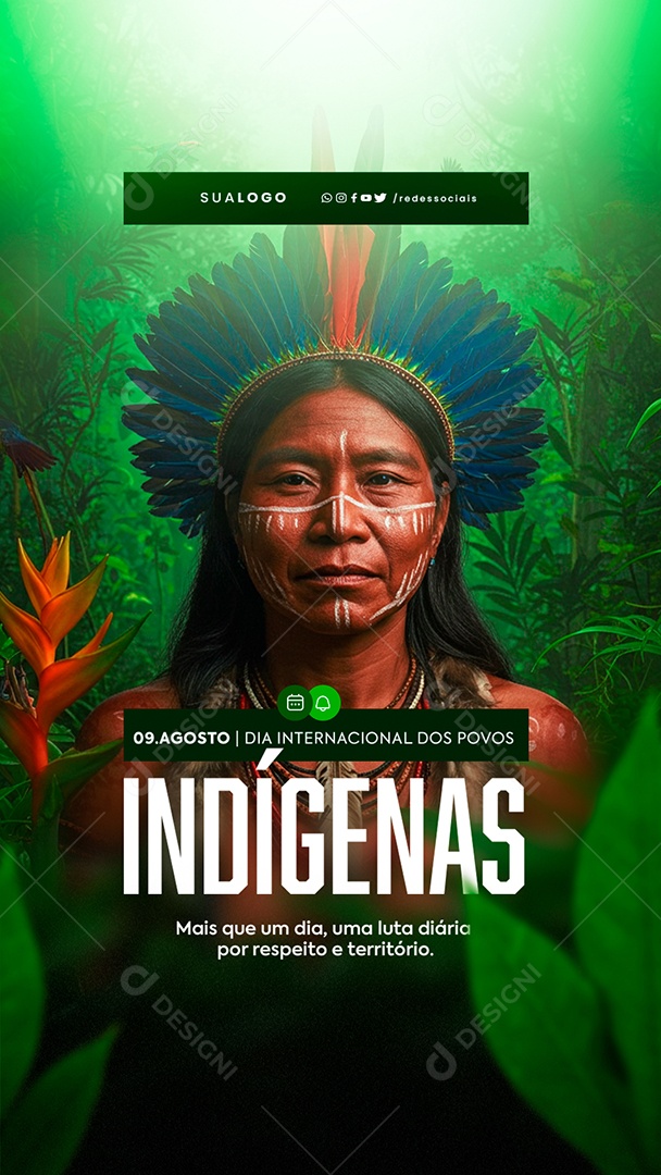 Story Dia Internacional dos Povos Indígenas 9 de Agosto Social Media PSD Editável