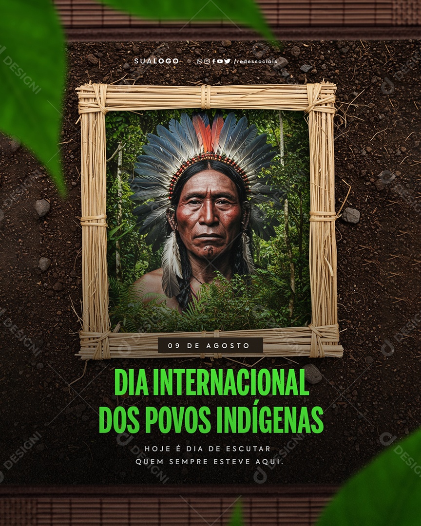 Dia Internacional dos Povos Indígenas 9 de Agosto Social Media PSD Editável