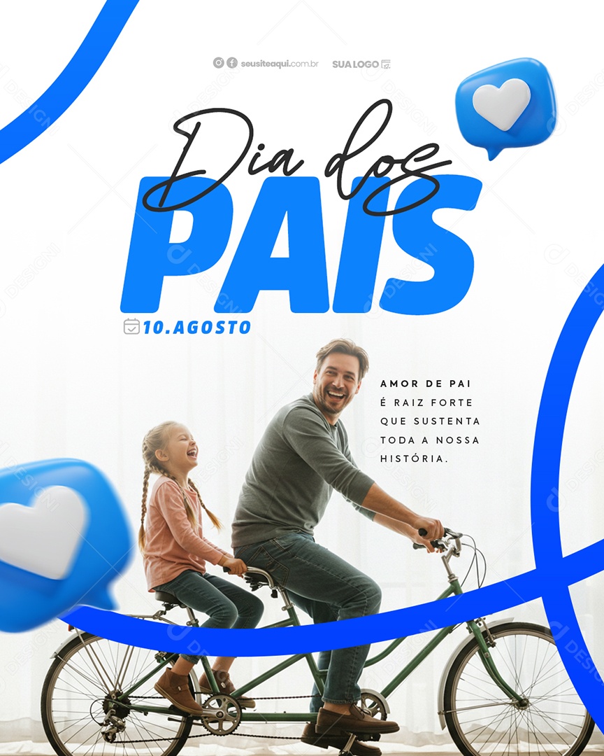 Feliz Dia Dos Pais 11 de Agosto Social Media PSD Editável