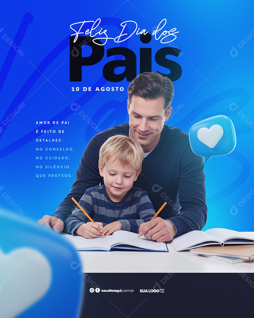 Feliz Dia Dos Pais 11 de Agosto Social Media PSD Editável