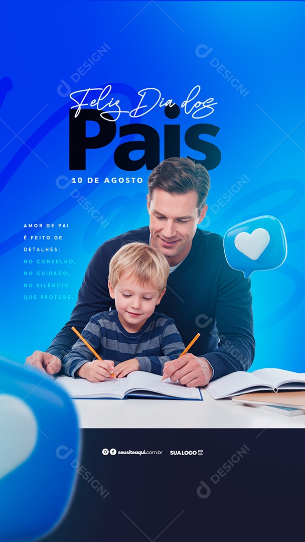Story Feliz Dia Dos Pais 11 de Agosto Social Media PSD Editável
