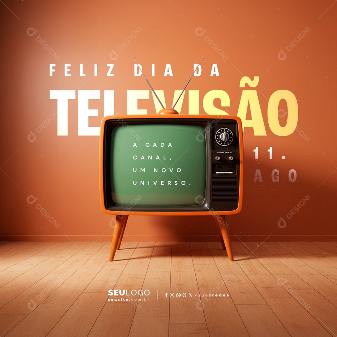 Feliz Dia da Televisão 11 de Agosto A Cada Canal Um Novo Universo Social Media PSD Editável