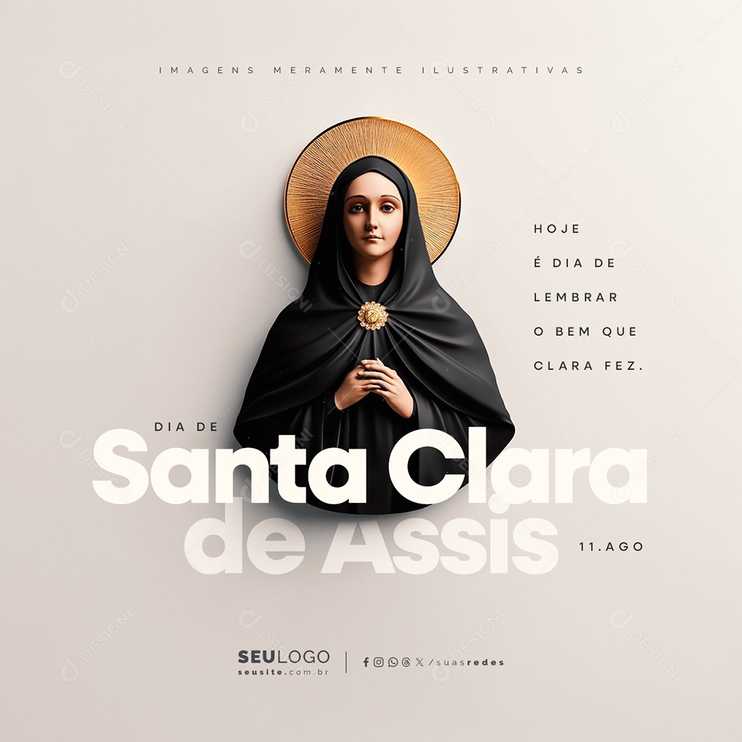 Dia de Santa Clara Assis 11 de Agosto Social Media PSD Editável