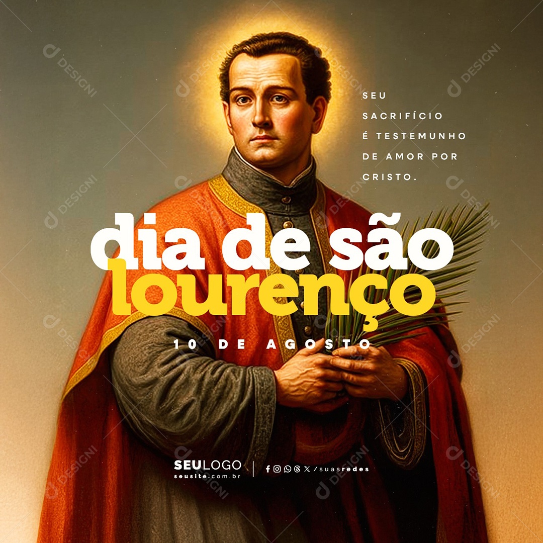 Dia de São Lourenço 10 de Agosto Seu Sacrifício é Testemunho Social Media PSD Editável
