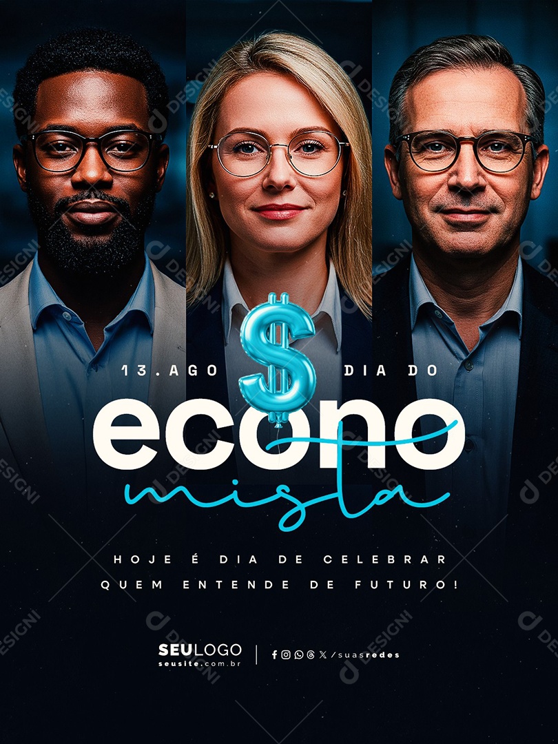 Dia do Economista 13 de Agosto Quem Entende de Futuro Social Media PSD Editável