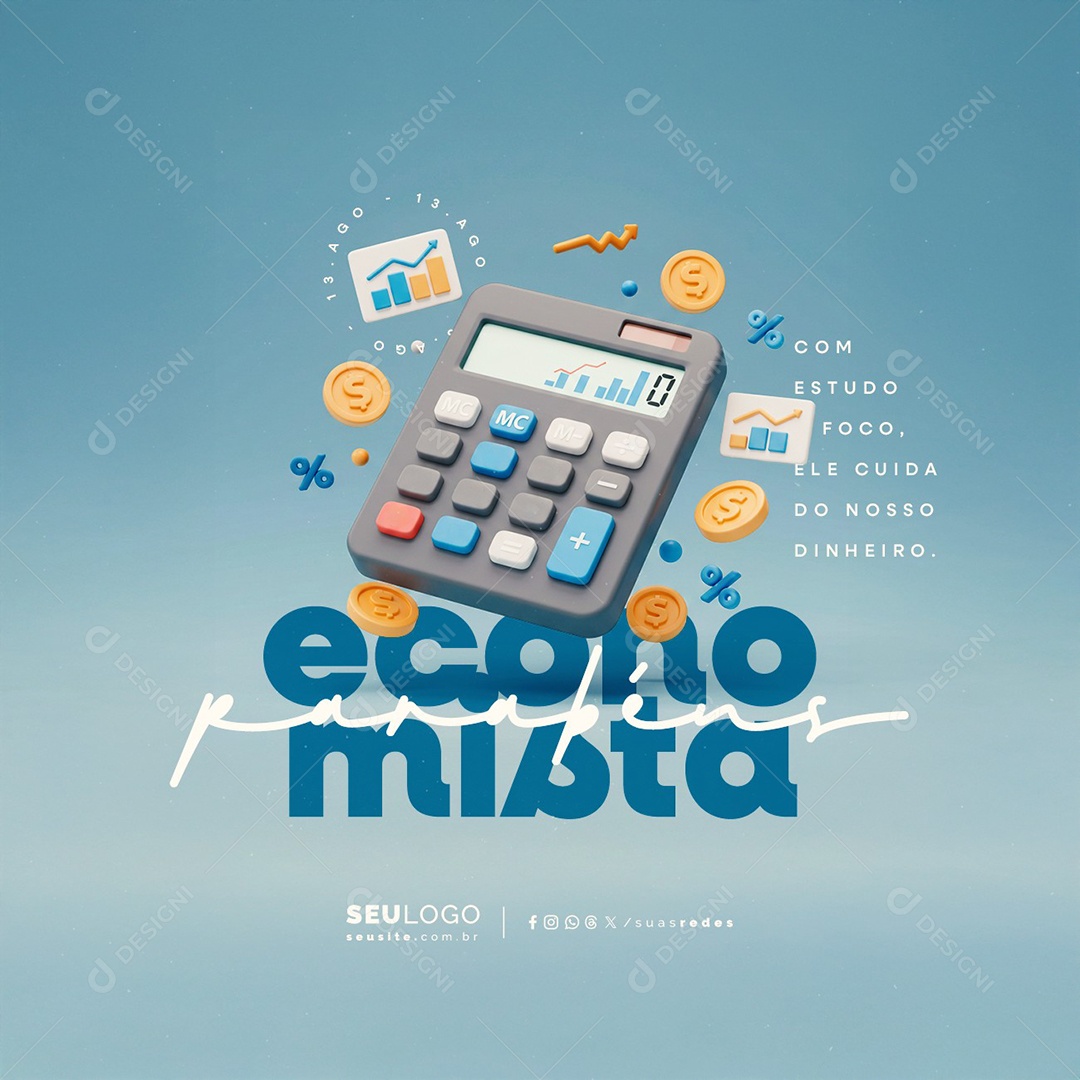 Feliz Dia do Economista 13 de Agosto Parabéns Social Media PSD Editável