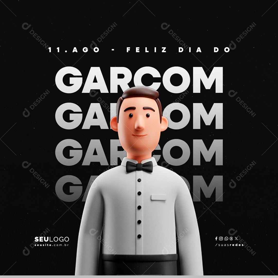 Feliz Dia do Garçom 11 De Agosto Social Media PSD Editável