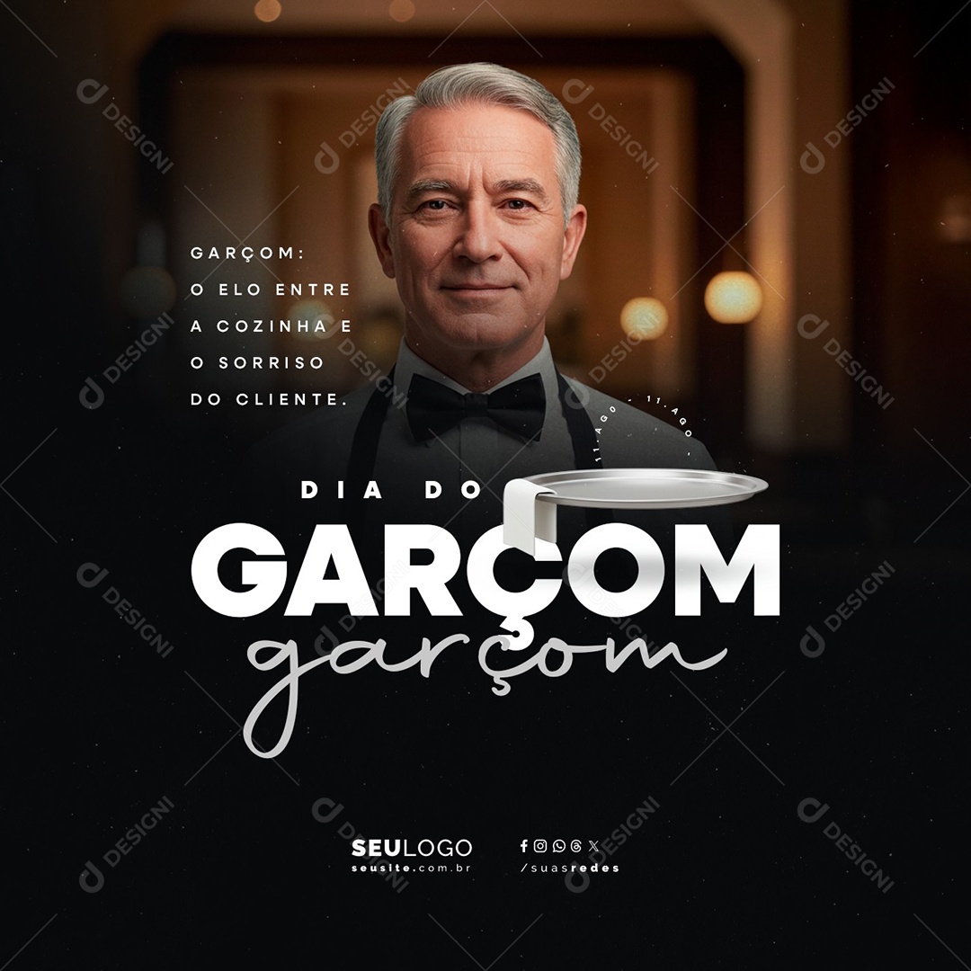 Dia do Garçom 11 De Agosto O Elo Entre a Cozinha e o Sorriso Social Media PSD Editável