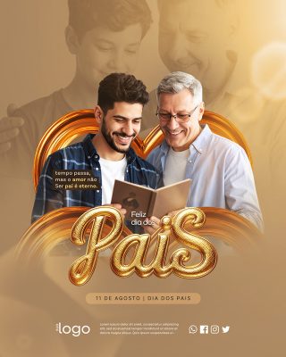 Feliz Dia dos Pais 10 de Agosto Social Media PSD Editável