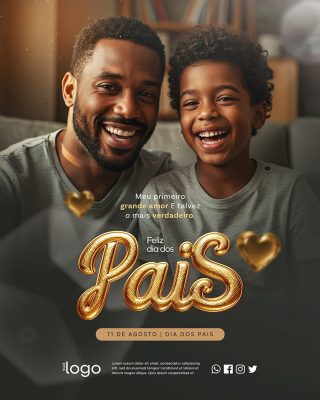 Feliz Dia dos Pais 10 de Agosto Social Media PSD Editável