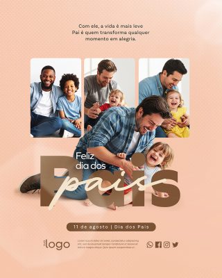 Feliz Dia dos Pais 10 de Agosto Social Media PSD Editável