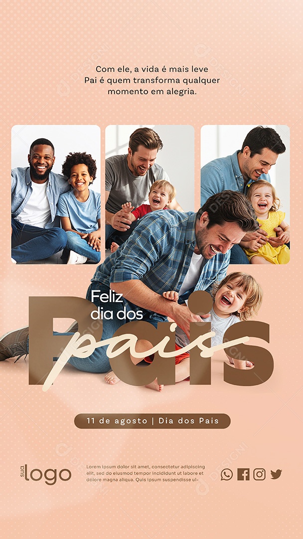 Story Feliz Dia dos Pais 10 de Agosto Social Media PSD Editável