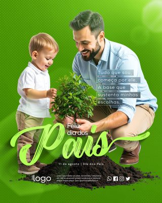 Feliz Dia dos Pais 10 de Agosto Social Media PSD Editável