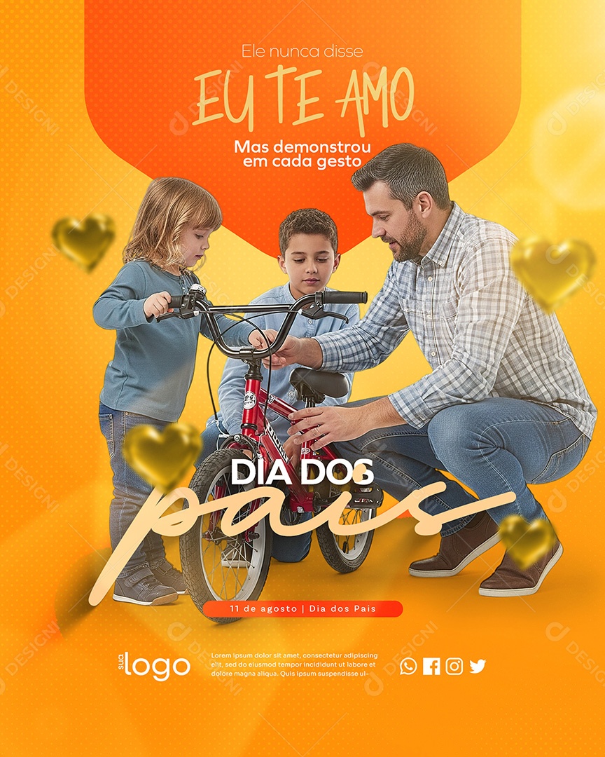 Feliz Dia dos Pais 10 de Agosto Te Amo Social Media PSD Editável