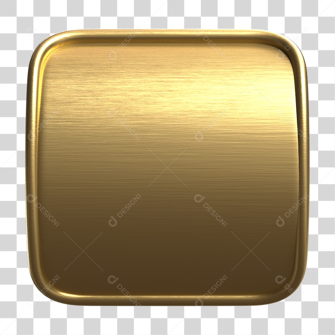 Elemento 3D Placa Moldura Metálica PNG Transparente
