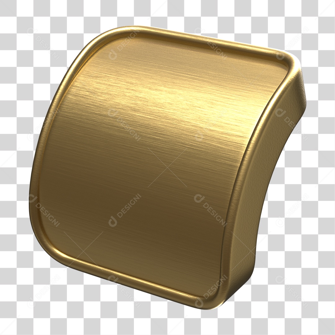 Elemento 3D Placa Moldura Metálica PNG Transparente