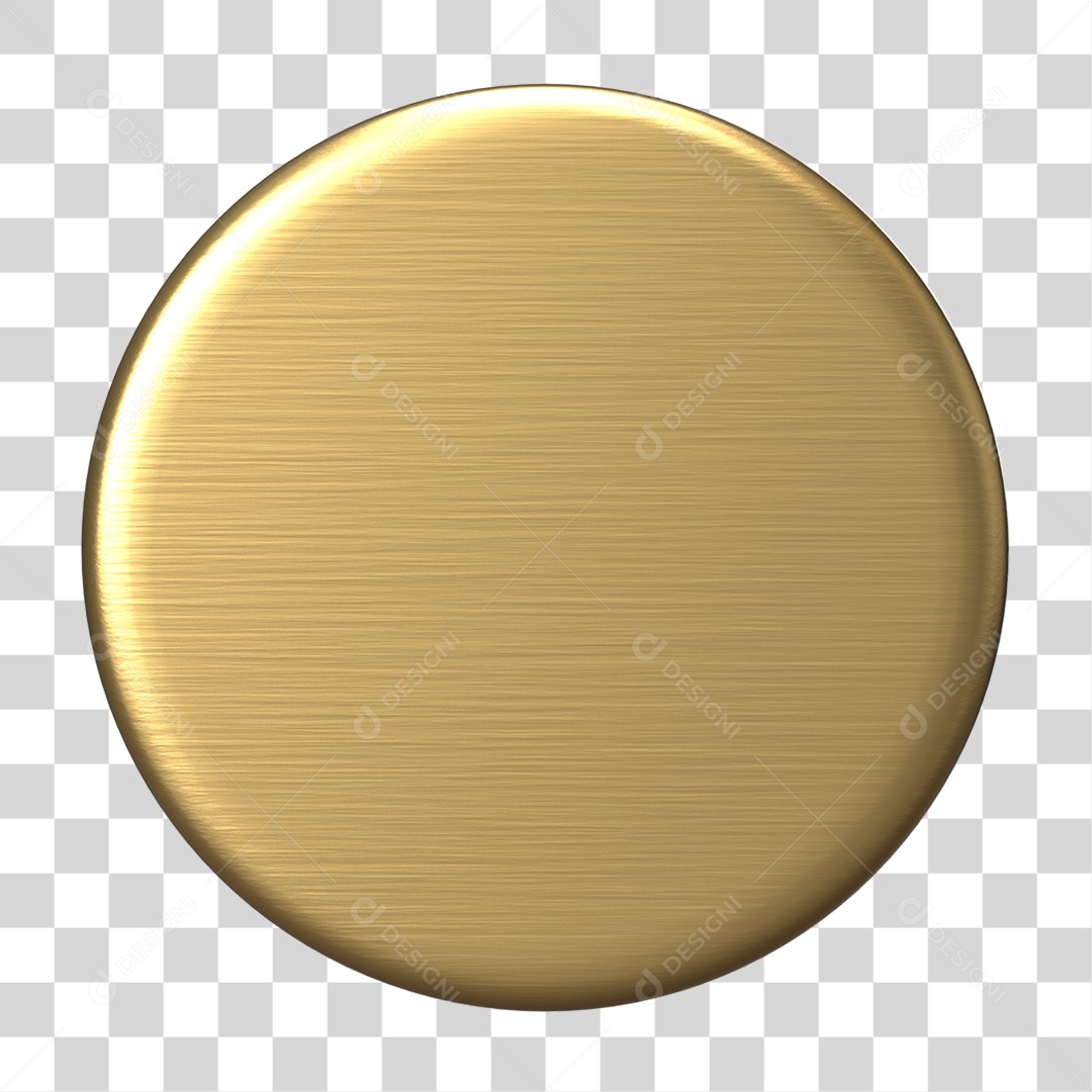 Elemento 3D Botão Circulo Dourado PNG Transparente