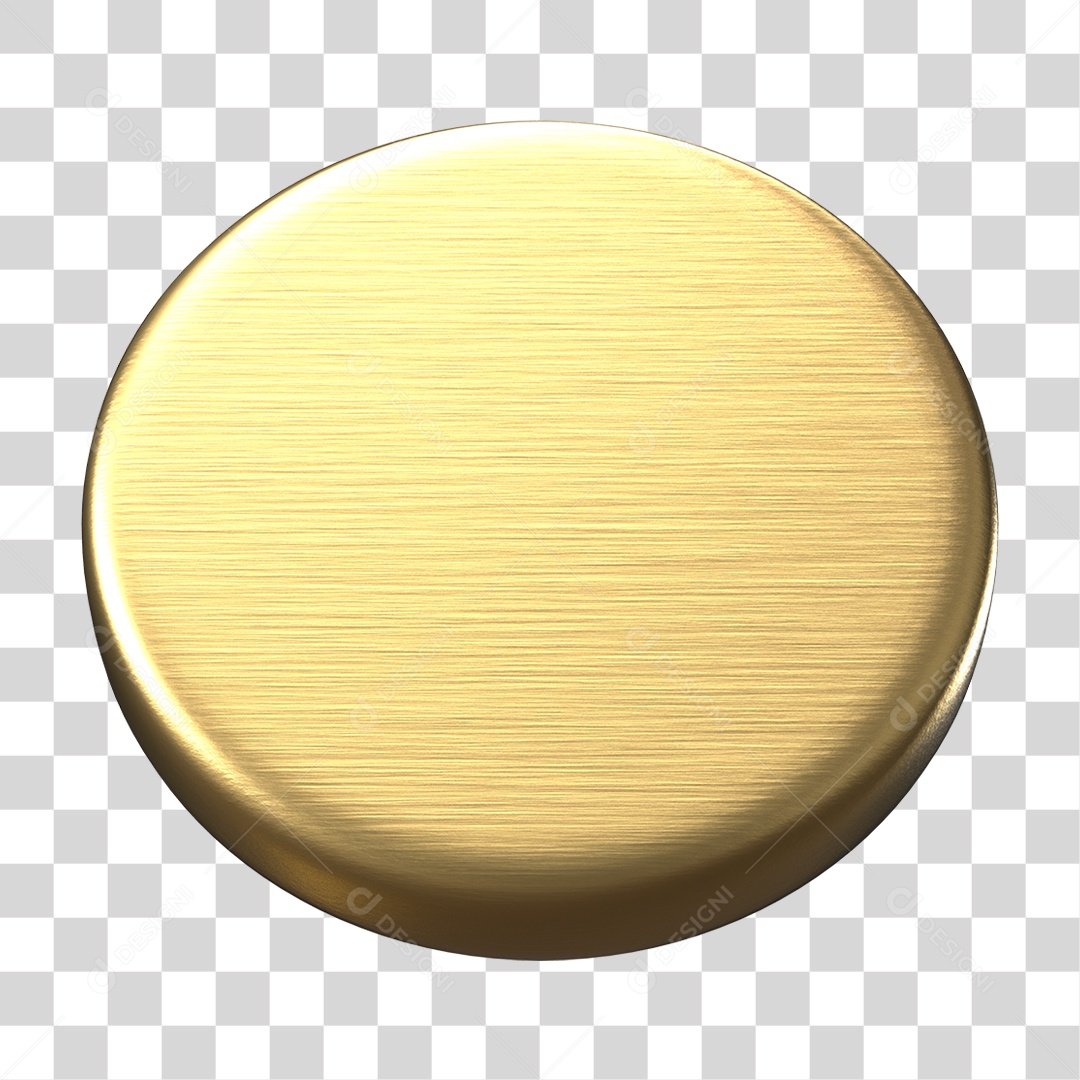 Elemento 3D Botão Circulo Dourado PNG Transparente