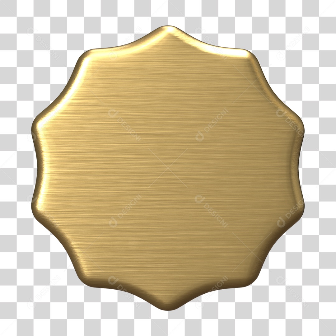 Elemento 3D Dourado com Borda Geométrica PNG Transparente